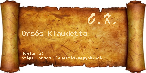 Orsós Klaudetta névjegykártya